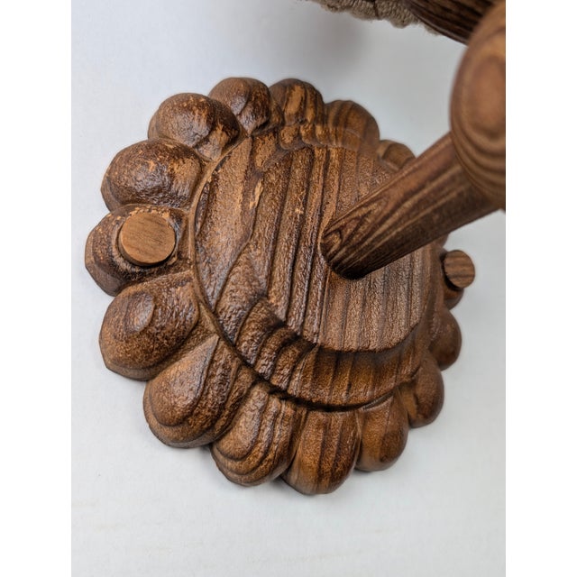 Swedish Carved Pine Wall Sconces with Jute Shades, 1970s, Set of 2 For Sale - Image 3 of 16