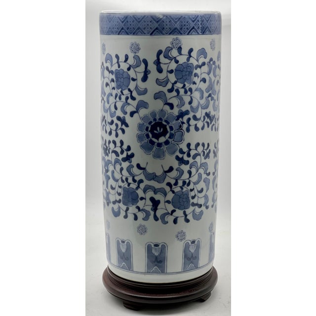 Vintage Made in China Zhongguo Jingdezhen Blue and White Ceramic Umbrella Stand or Vase Chairish