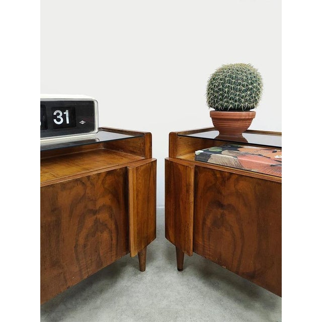 Vintage Italian Teak Veneer Nightstands, Set of 2 For Sale - Image 6 of 7