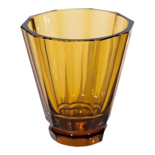 1940s Art Deco Amber Faceted Vase Attributed to Josef Hoffman for Moser For Sale