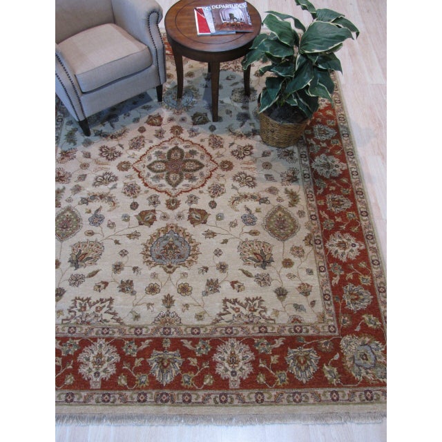 Contemporary Exquisite Agra Multicolor Hand-Knotted Wool Rug Carpet, Mughal Design For Sale - Image 3 of 5