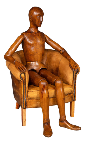 Antique 19th Century French Life Size Wooden Artist's Lay Figure, 1860s