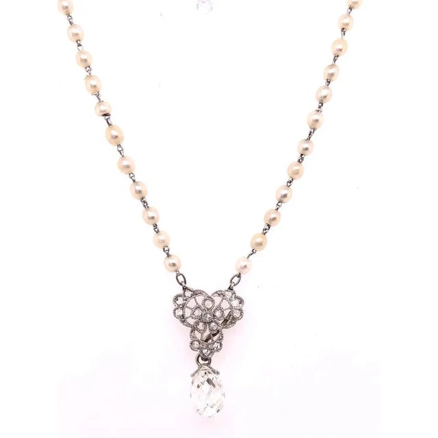 Victorian Briolette Diamond Tiffany & Co. Beaded Pearl Necklace With Diamonds For Sale - Image 3 of 12