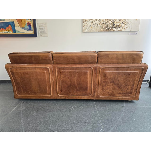 Vintage Living Room Set in Cognac Buffalo Leather from Roche Bobois, 1980s, Set of 3 For Sale - Image 9 of 18