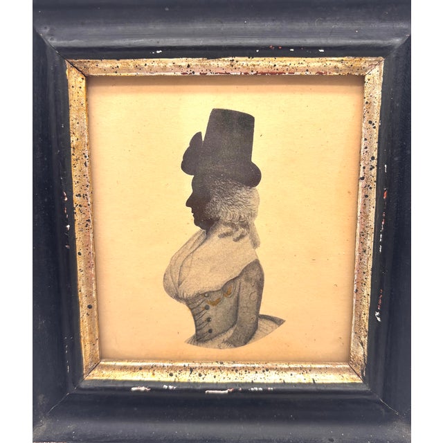 Portraiture 1920s W. Phelps Silhouette Portrait, Woman in Riding Hat, Borghese Frame For Sale - Image 3 of 9