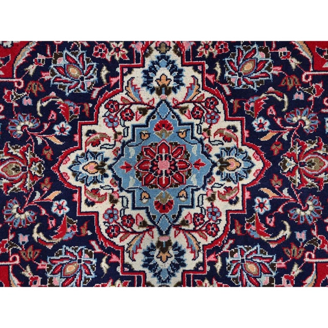 1960 9'6"x13'5" Portia Red Hand Knotted Vibrant Wool Vintage Persian Kashan Clean Rug For Sale - Image 12 of 12