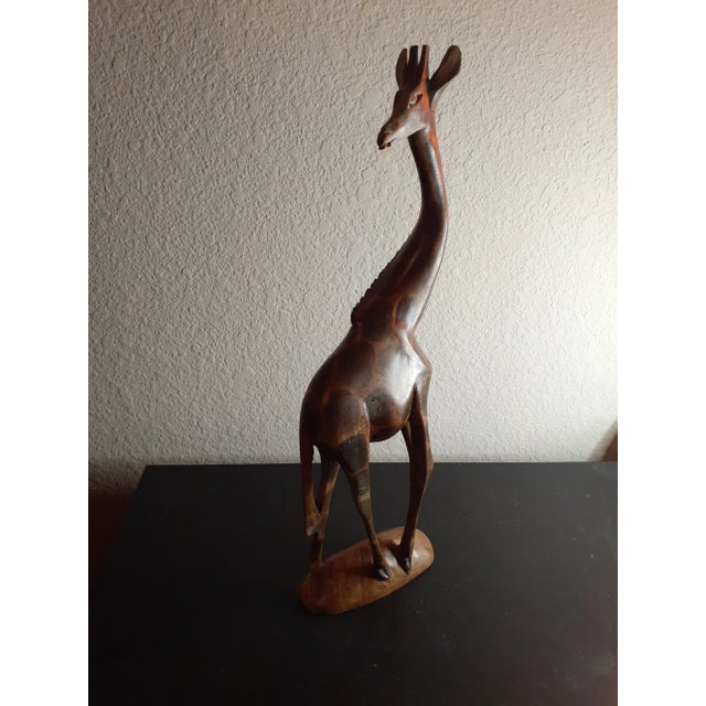 Brown Vintage Handcarved Wood Giraffe Figurine For Sale - Image 8 of 8