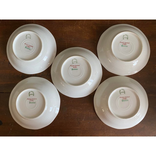 Limoges, France Early 20th Century French Theodore Haviland Limoges Birds Paradise Dessert Bowls, France- Set of 5 For Sale - Image 4 of 4
