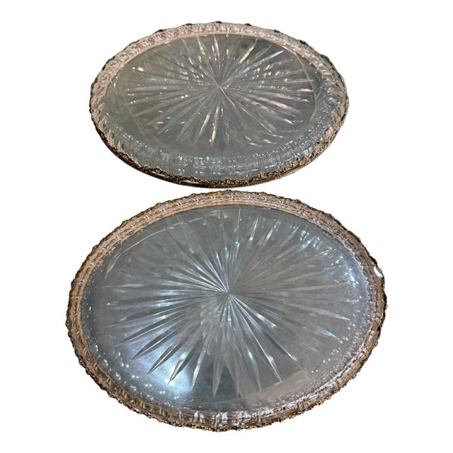 Late 19th Century Cut Crystal Dishes with 800 Sterling Silver Mounts, Germany, Set of 2 For Sale