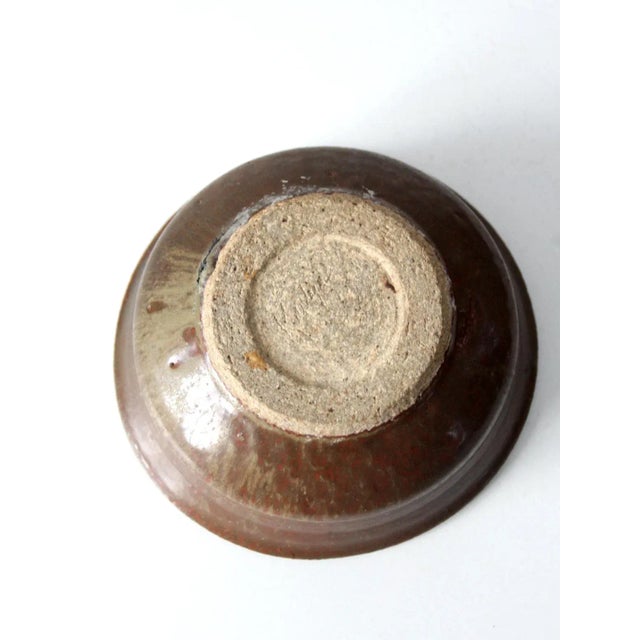 Brown Vintage Studio Pottery Bowl For Sale - Image 8 of 9