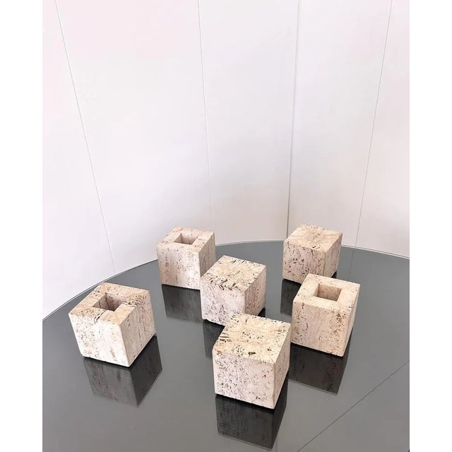 Ivory Travertine Desk Objects, Italy, 1970s, Set of 6 For Sale - Image 8 of 10