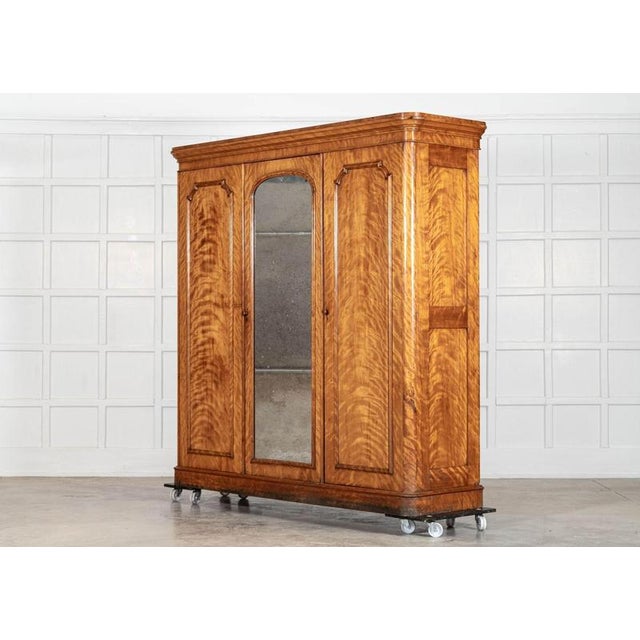 Large English Satin Birch Compactum Wardrobe, 1880s, Set of 5 For Sale - Image 6 of 16