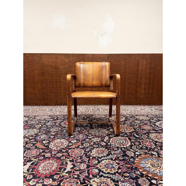 Animal Skin Leather Chair with Buckle in the style of Jaqcue Adnet For Sale - Image 7 of 14