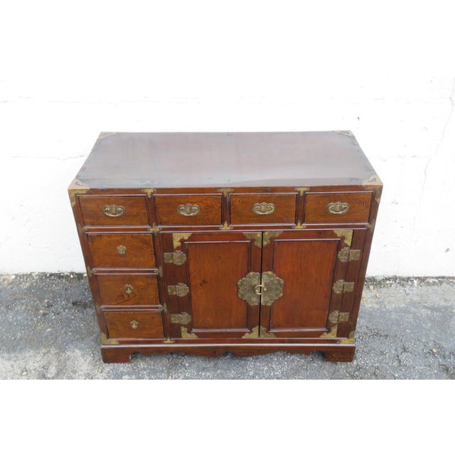 Oriental Hollywood Regency Hand Made Distressed Small Dresser Sideboard For Sale - Image 10 of 13