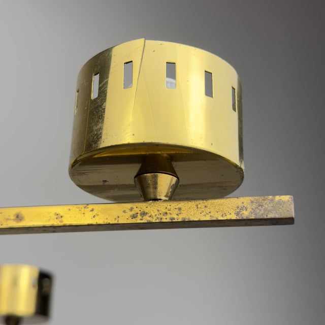 Mid-Century Brass and Opaline Glass Chandelier from Stilnovo, Italy, 1970s For Sale - Image 17 of 18