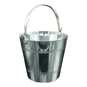 1900s Edwardian Antique Tabletop Ice Bucket, English, Silver Plate, Decorative Cooler