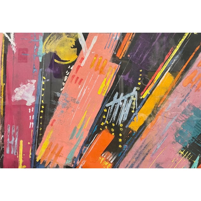 Mid 20th Century Sylvia Carewe, Large Colorful Modernist Pastel Abstract Expressionist Painting Sylvia Carewe For Sale - Image 5 of 11