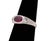 Modern Platinum Ruby and Diamond Gypsy Set 3-Stone Ring For Sale - Image 3 of 7