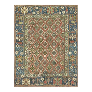 19th Century Rustic Caucasian Tribal Throw Rug - 3'9" x 4'11" For Sale