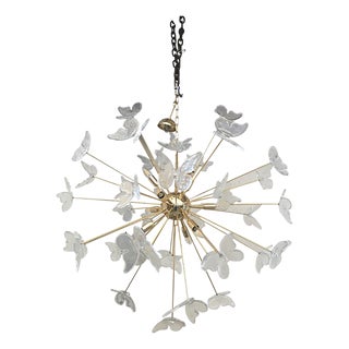 Murano Glass Sputnik Chandelier in Gold 24 Karat and Clear Butterfly by Simoeng For Sale