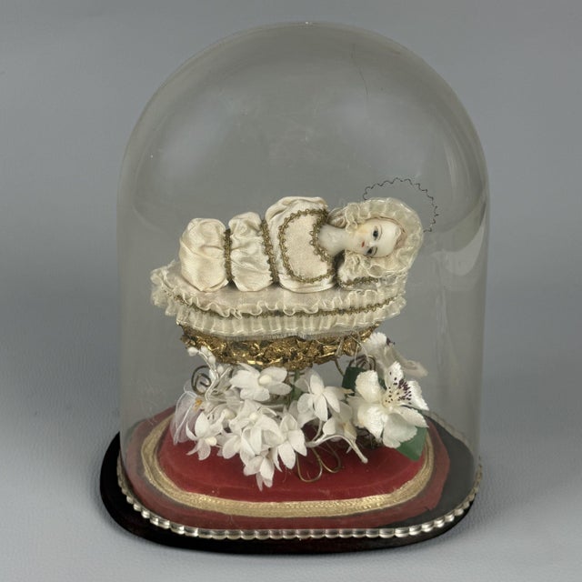 Vintage 20th Century Mary Child in Bell Cradle with Flowers Wooden Base, 1950s For Sale - Image 16 of 16