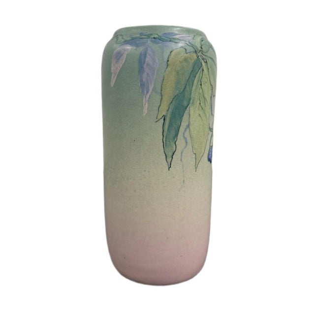 Arts & Crafts 1920s Weller Pottery Hudson Ware Matte Glaze Botanical Vase – Signed Naomi Walch For Sale - Image 3 of 6