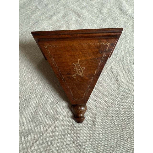 Wood Pair of Vintage Italian Wall Bracket Shelves With Hand Painted Gold Decoration — Neoclassical Carved Wood Corbels, Maker's Mark, Mid-Century Italian For Sale - Image 7 of 14