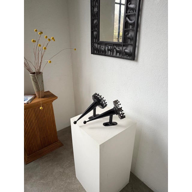1950s Brutalist Black Metal Wall Sconces, 1950s, Set of 2 For Sale - Image 5 of 18