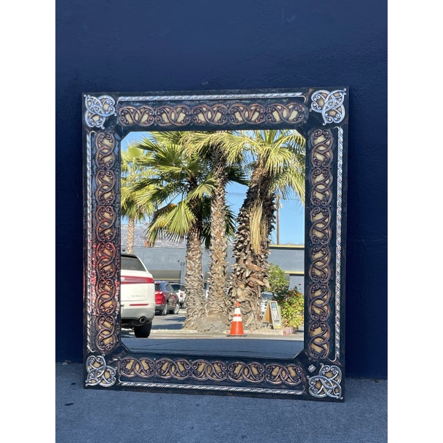 Art Deco Claudia and Julio Fine Silver and Copper Mirror For Sale - Image 3 of 12