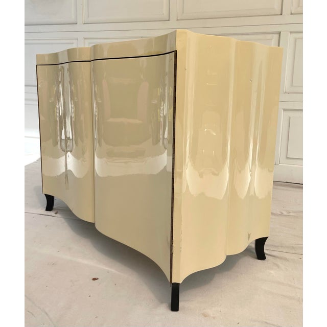 Reeves Design "Albert" Ivory Lacquered Serpentine Cabinet For Sale - Image 9 of 12