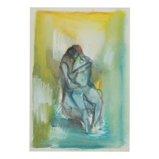 Marcel Mouly, Nude, Embracing Couple, Gouache For Sale