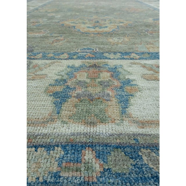 Early 21st Century Blue & Brown Turkish Oushak Rug 6'11" x 9'9" For Sale - Image 5 of 9