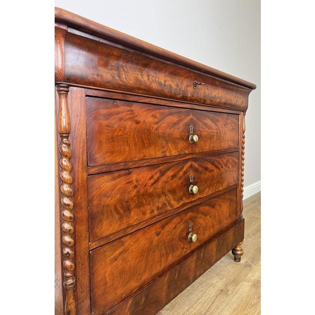 Antique French Burr Walnut Chest of Drawers with Four Drawers For Sale - Image 9 of 15