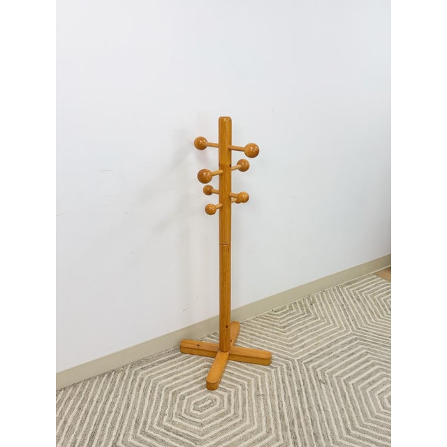 Vintage Atomic Coat Hat Rack Glossy Pine MCM Entryway Stand Mid Century Modern For Sale - Image 4 of 9