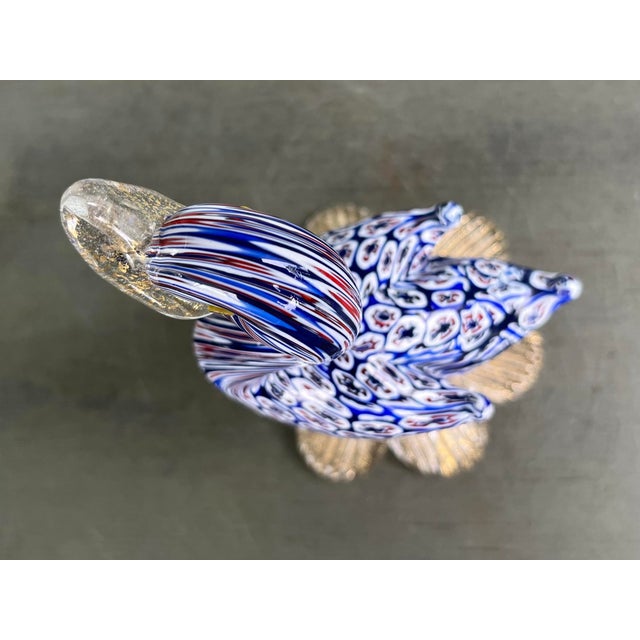 Vintage Murano Millefiori Art Glass Swan Sculpture With Aventurine Base For Sale - Image 10 of 10