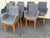 Contemporary Contemporary Wool Felt With Cherry Wood Framed Dining Arm Chairs, Set of Eight For Sale - Image 3 of 15