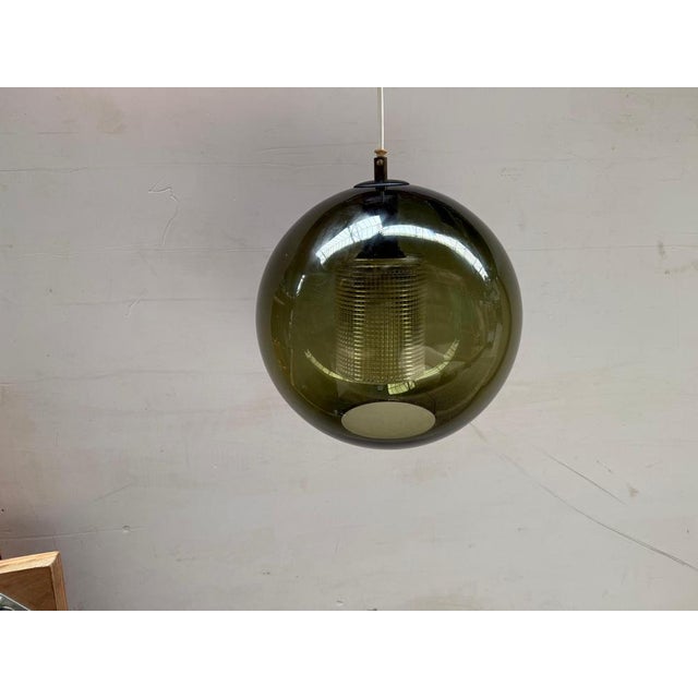 Glass Round Green Glass Ceiling Lamp by Carl Fagerlund for Orrefors, 1967 For Sale - Image 7 of 8
