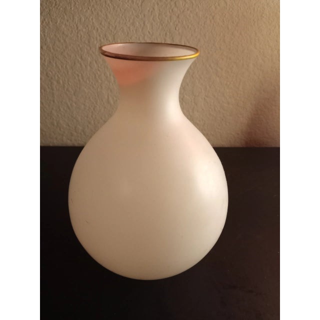 This is a 1960s Fenton Handpainted 7" Satin Glass Vase Procured at auction BOX F