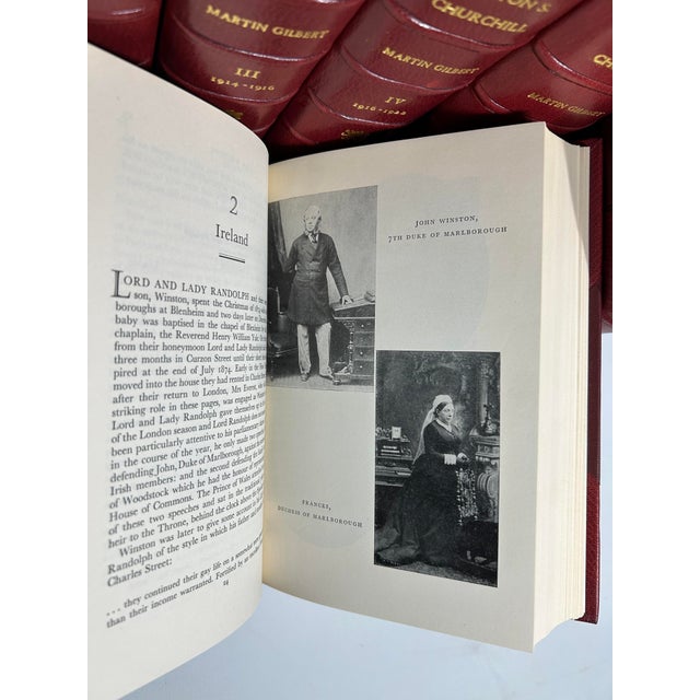 Ruby Red 1960s Illustrated Red Leather Octavo Volume Set, Randolph S. Churchill and Martin Gilbert's the Life of Winston S. Churchill - 8 Books For Sale - Image 8 of 13