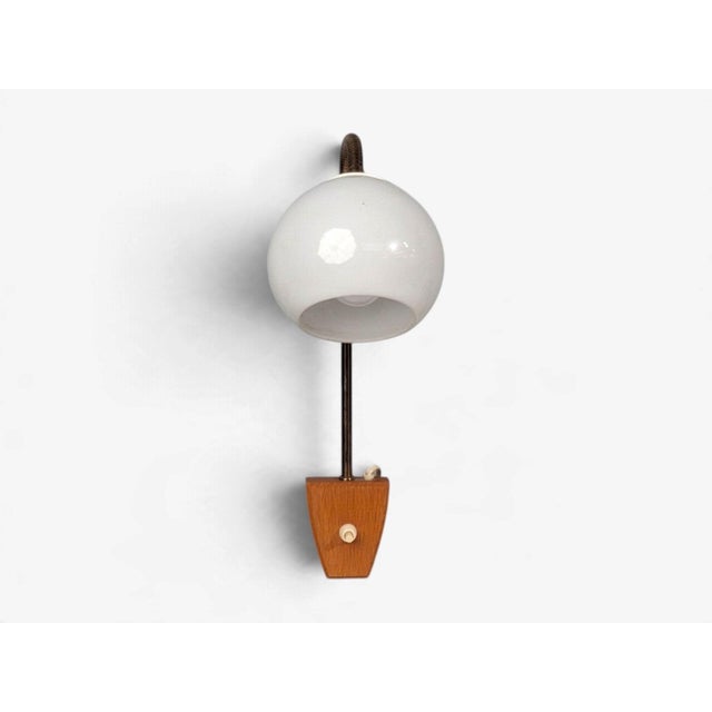 Swedish Modern, Clip-on Task Light, Brass, Wood, Glass, Sweden, 1950s For Sale In New York - Image 6 of 12