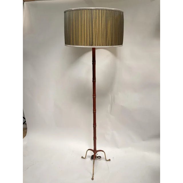 Leather Sheathed Floor Lamp by Jacques Adnet, 1950s For Sale - Image 10 of 10