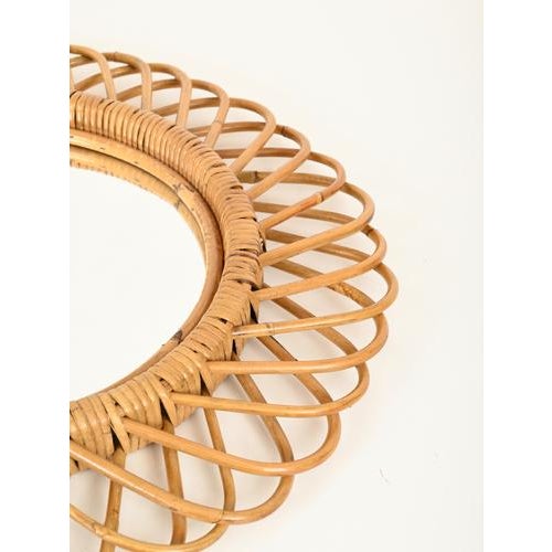 Large Oval Mirror in Bamboo, Rattan and Wicker by Franco Albini, Italy, 1970s For Sale - Image 11 of 12