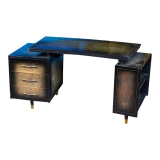 Mid Century Modernist Curved Desk With Storage For Sale