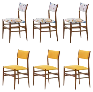 Leggera Linen & Ash Chairs by Gio Ponti for Cassina, 1951, Set of 6
