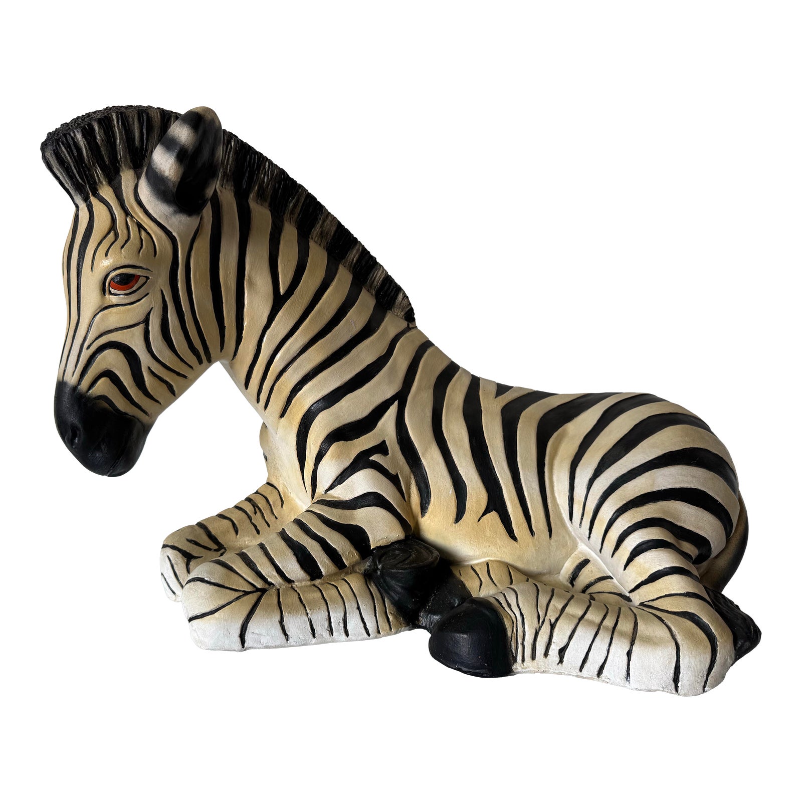 Large 1980's Vintage Ceramic Zebra Sculpture | Chairish