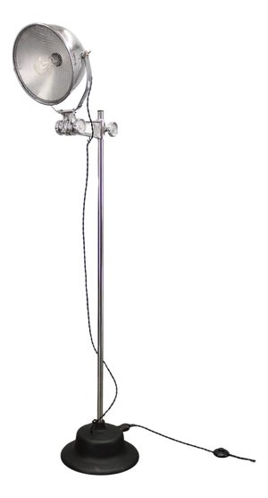 Industrial Adjustable Floor Lamp in Chromed Metal, Czechoslovakia, 1950s