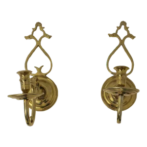 Pair Virginia Metalcrafters Colonial Williamsburg 2 Piece Candelabra Wall Sconces