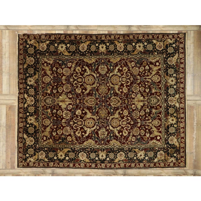 Traditional Vintage Indian Rug With Baroque Damask Style - 07'09 X 09'09 For Sale - Image 9 of 11