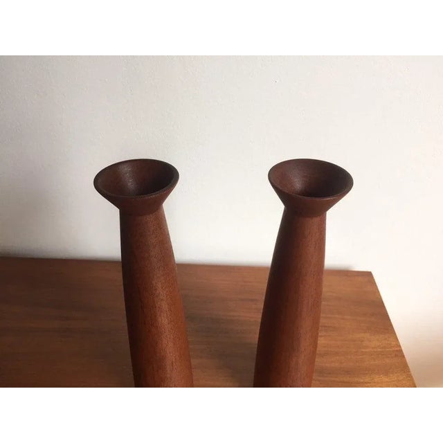 Original 60s! Solid teak! Made in denmark! 2 set beautiful candlesticks from the 60s for your Stuga: The candlesticks are...