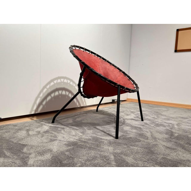 Balloon Lounge Chair in Red Suede & Metal by Hans Olsen For Sale - Image 6 of 18